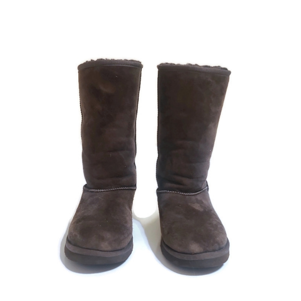 UGG Australia Girls Tall Classic Boot Eva Brown Suede Sheepskin Size 4 US 3UK - Picture 3 of 9